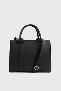 Ardene Faux Leather Tote Bag in Black | 100% Recycled Polyester/Faux Leather | Eco-Conscious