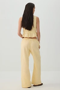 Pantalon taille mi-haute à jambe large