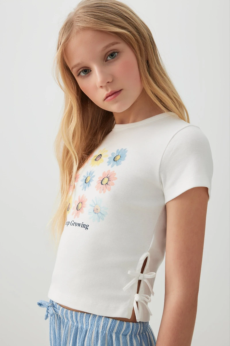 T-shirt côtelé à boucles latérales