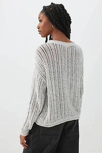 Chandail à col rond maille ouverte