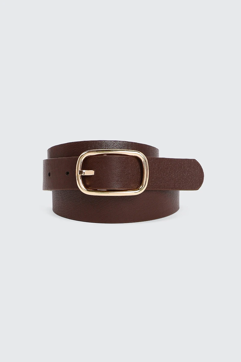 Ardene Oblong Buckle Faux Leather Belt in Brown | Size