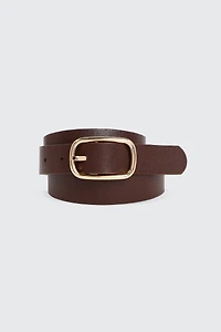 Ardene Oblong Buckle Faux Leather Belt in Brown | Size