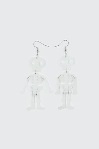 Ardene Glow in the Dark Skeleton Earrings in White | Stainless Steel