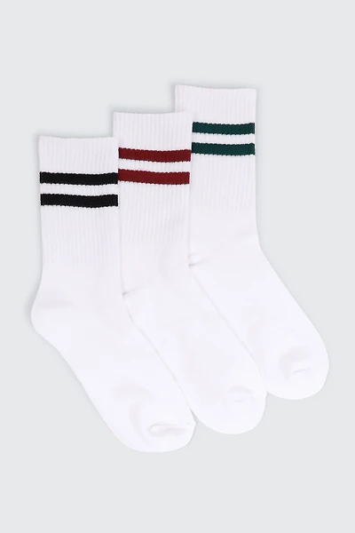 Ardene 3-Pack Ribbed Crew Socks | Polyester/Spandex