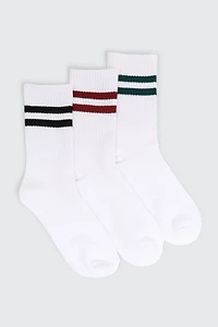 Ardene 3-Pack Ribbed Crew Socks | Polyester/Spandex