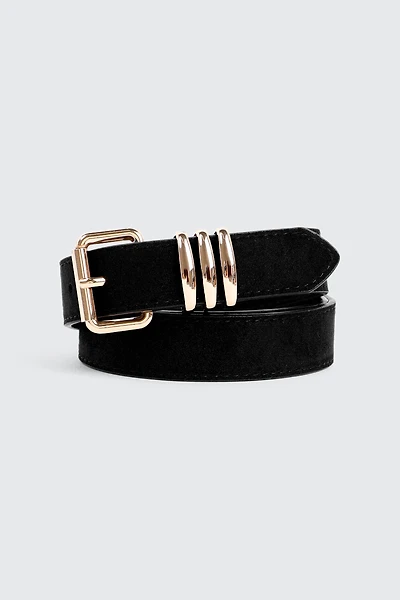 Ardene Triple Loop Belt in Black | Size | Faux Leather