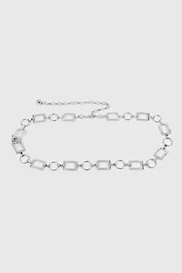 Ardene Chain Belt with Round & Square Links in Silver