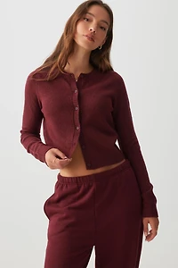 Ardene Crew Neck Cardigan in | Size | Polyester/Elastane | Eco-Conscious
