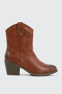 Ardene Cowboy Boots with Distressed Detail in Brown | Size | Eco-Conscious
