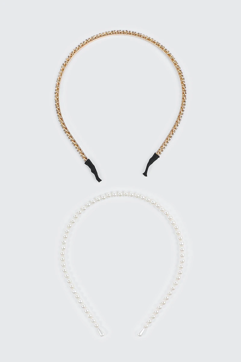 Duo de serre-têtes à pierres du Rhin et perles