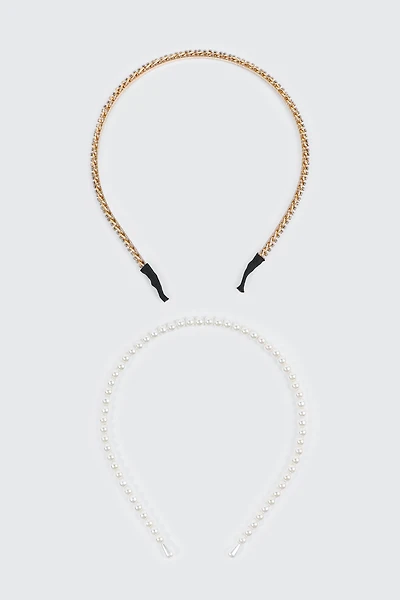 Duo de serre-têtes à pierres du Rhin et perles