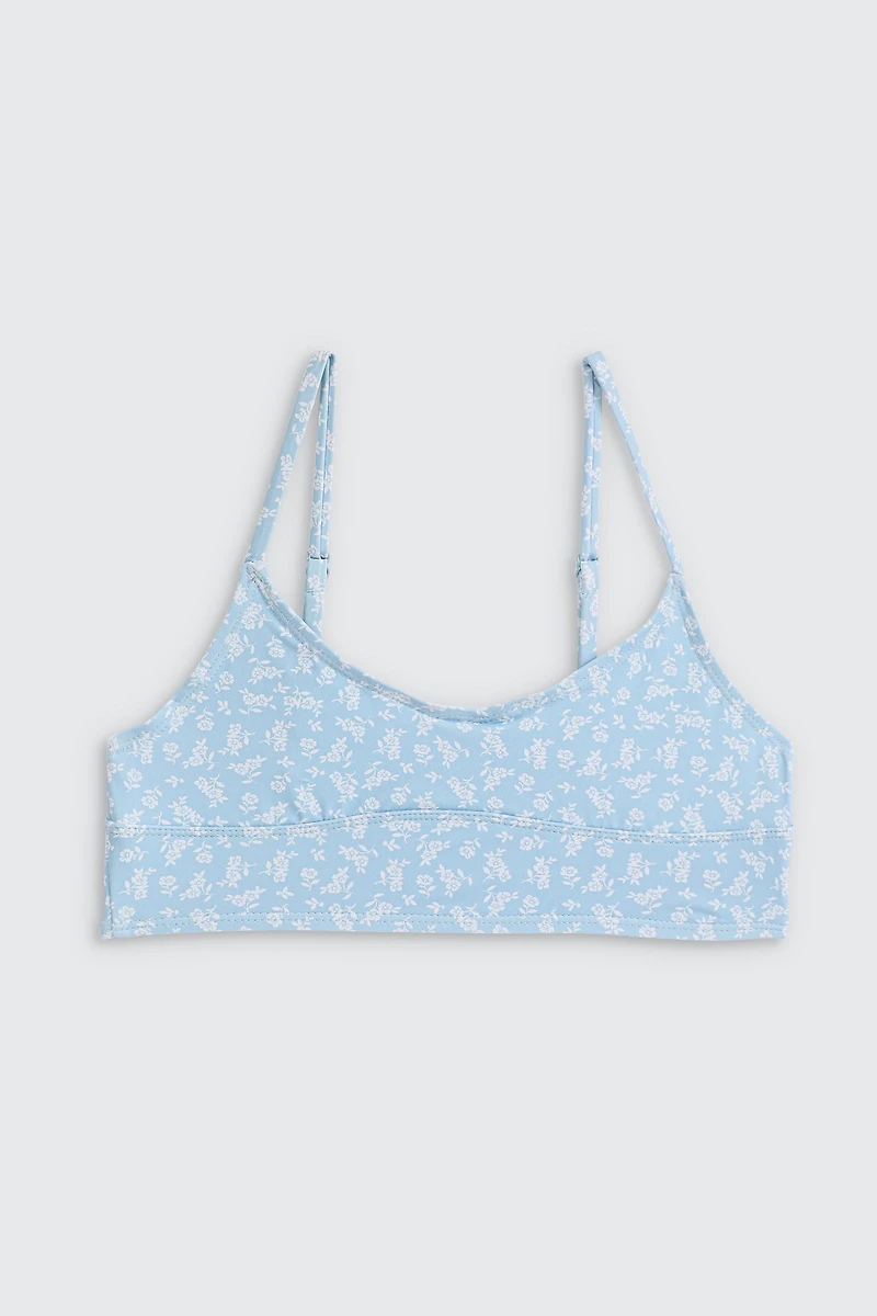 Ardene Kids Ditsy Floral Swim Top in Light Blue | Size | Polyester/Nylon/Spandex