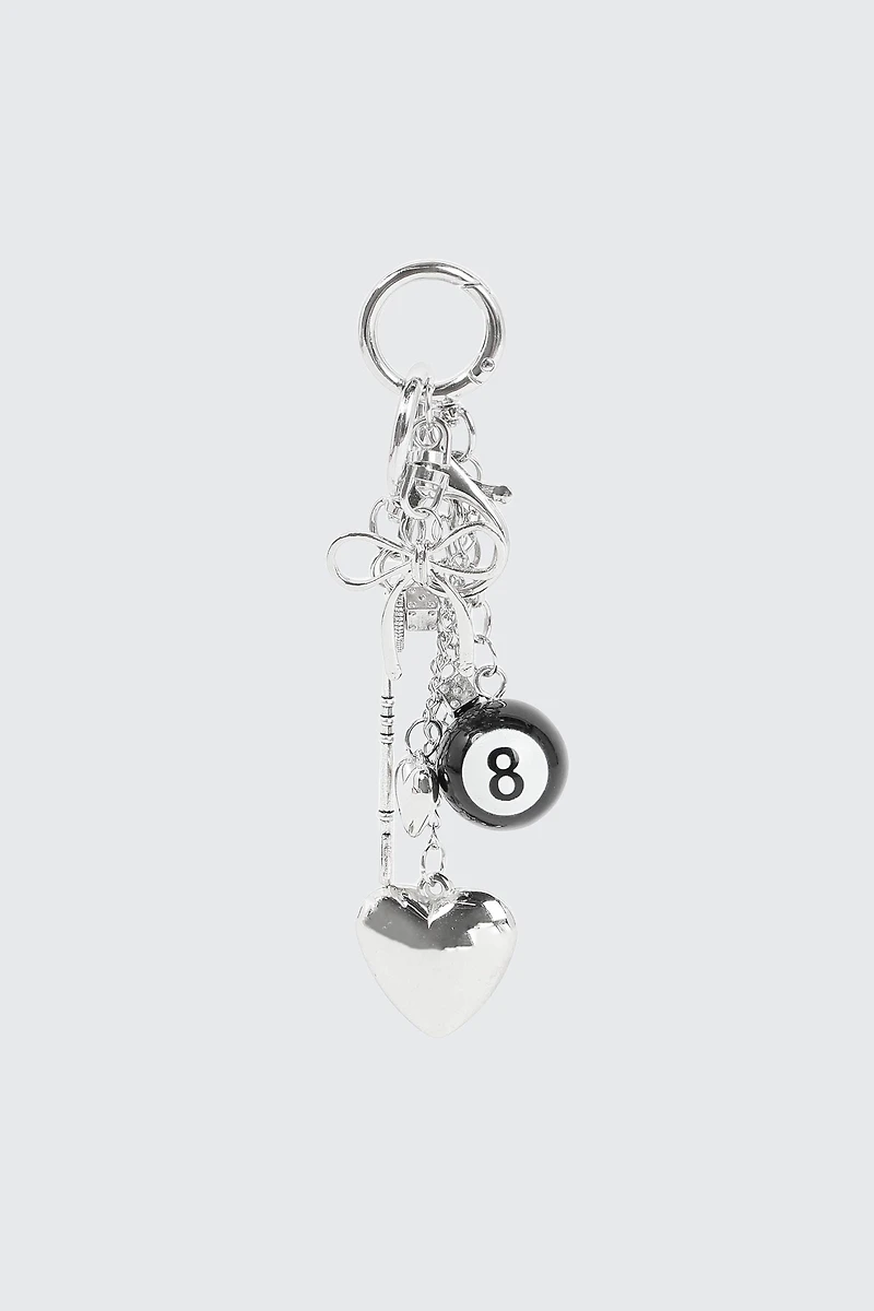 Ardene Multi Charm Keychain in Silver