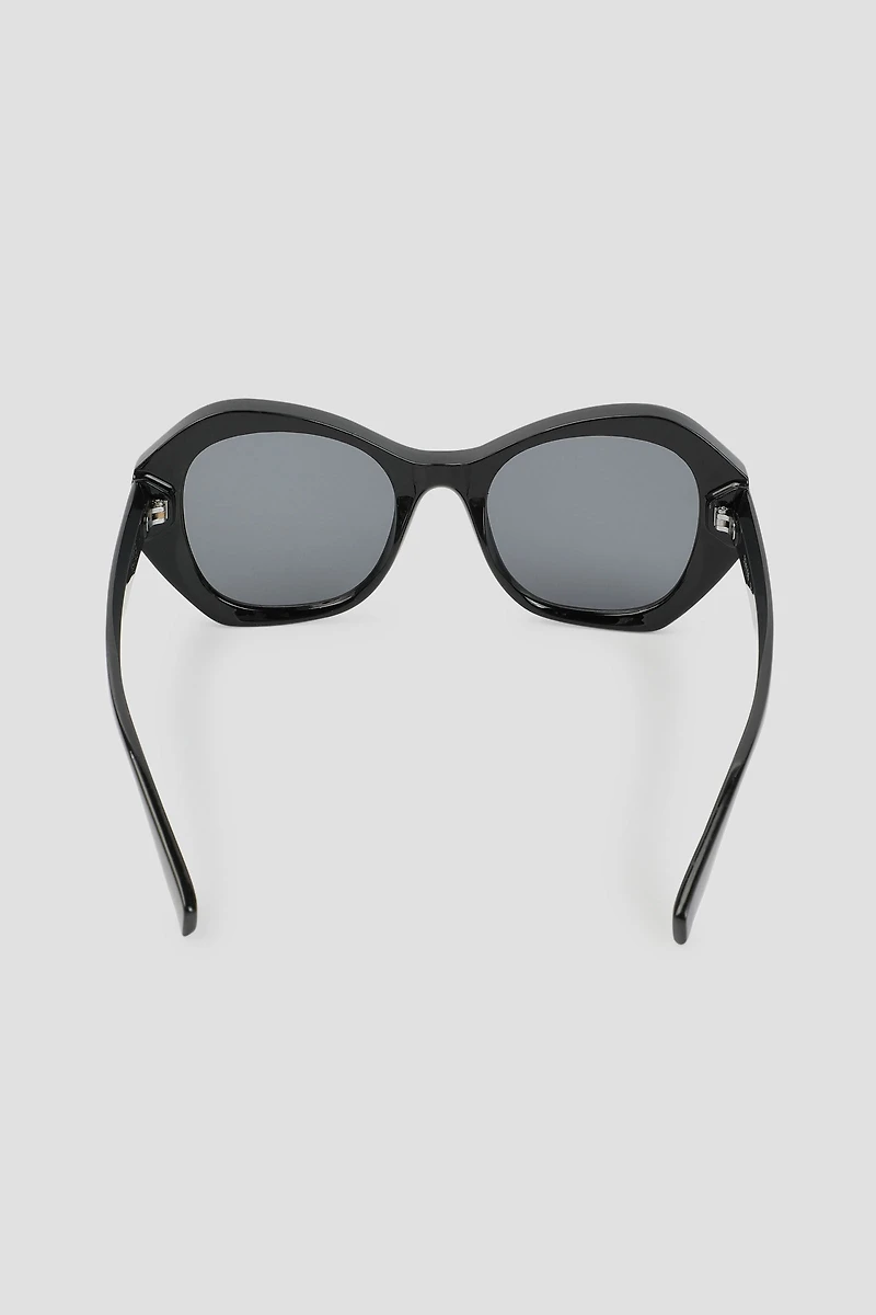 Lunettes de soleil rondes à détails métalliques