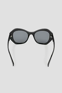 Lunettes de soleil rondes à détails métalliques