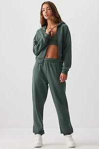 Ardene MADESOFT Fleece Baggy Sweatpants in Thyme | Size | Polyester/Cotton | Eco-Conscious