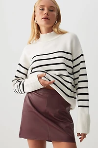 Ardene Faux Leather Micro Skirt in Burgundy | Size Large | Faux Leather/Polyester