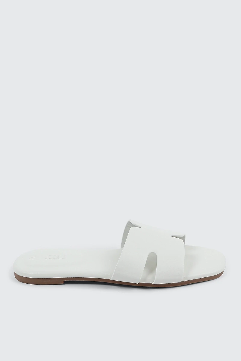 Ardene H-Strap Sandals in White | Size | Faux Leather