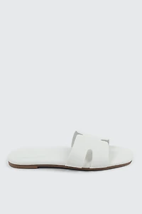 Ardene H-Strap Sandals in White | Size | Faux Leather