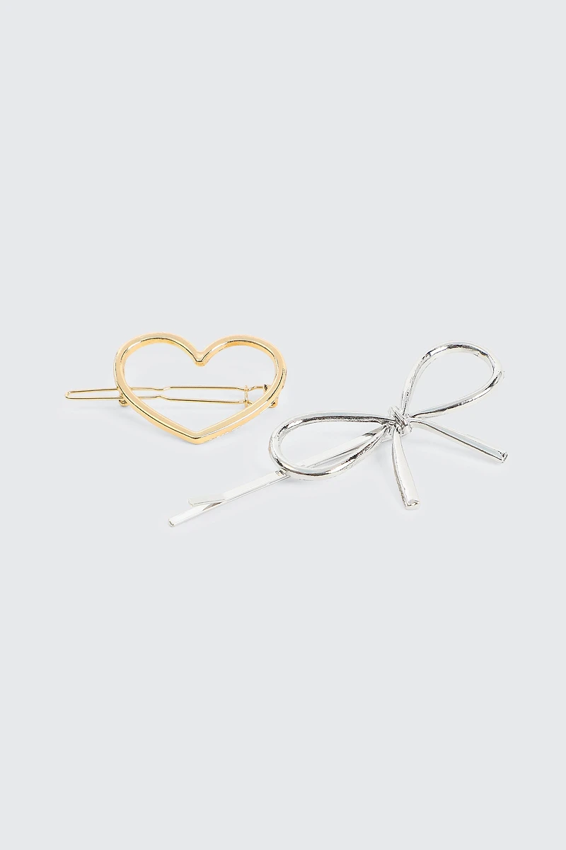 Duo épingles cheveux à coeur et boucle