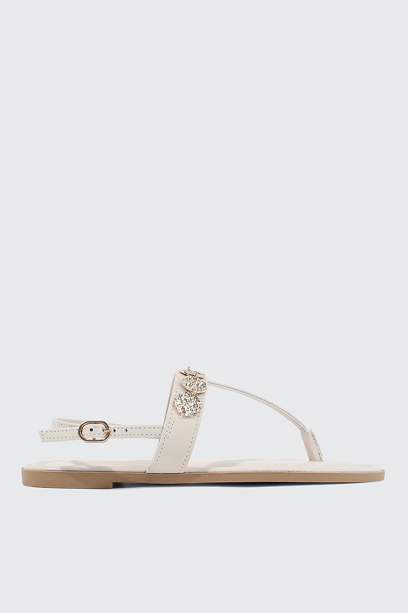 Ardene Strappy Sandals with Coin Charms in Beige | Size