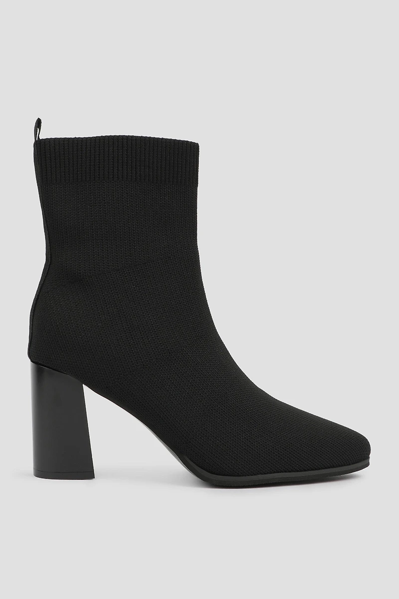 Ardene Block Heel Sock Booties in Black | Size | Eco-Conscious