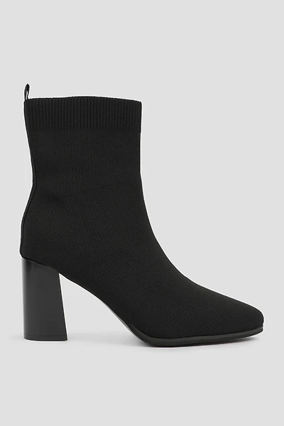 Ardene Block Heel Sock Booties in Black | Size | Eco-Conscious