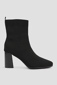 Ardene Block Heel Sock Booties in Black | Size | Eco-Conscious