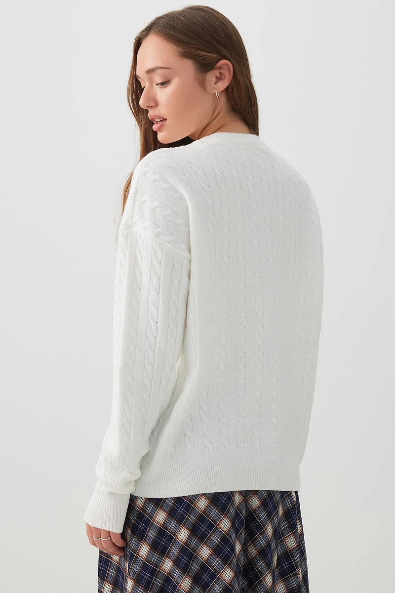 Chandail long à col en tricot torsad