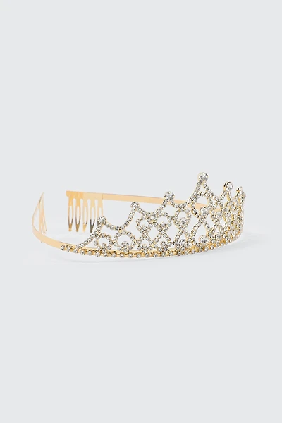 Ardene Classic Embellished Tiara in Gold