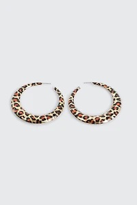 Ardene Leopard Hoop Earrings in Gold | Stainless Steel