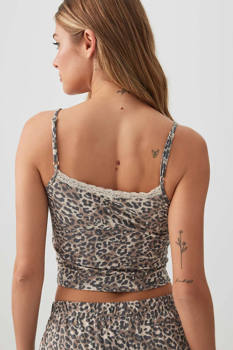 Camisole de pyjama côtelée en tissu HUSHKNIT