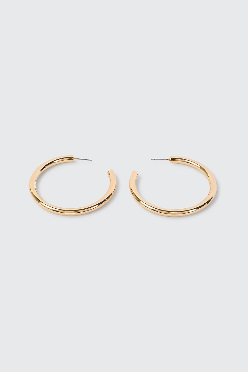 Ardene 14K Plated Tube Hoop Earrings in Gold | Stainless Steel