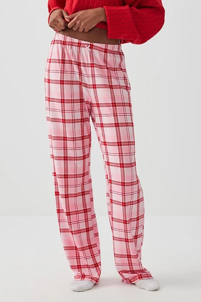 Ardene HUSHKNIT Straight Leg PJ Pants in Red | Size | Polyester/Elastane | Eco-Conscious