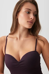 Ardene Molded Cup Tank with Removable Straps in Dark Purple | Size | Nylon/Spandex