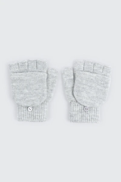 Ardene Convertible Mittens in Light Grey | Polyester
