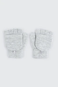 Ardene Convertible Mittens in Light Grey | Polyester