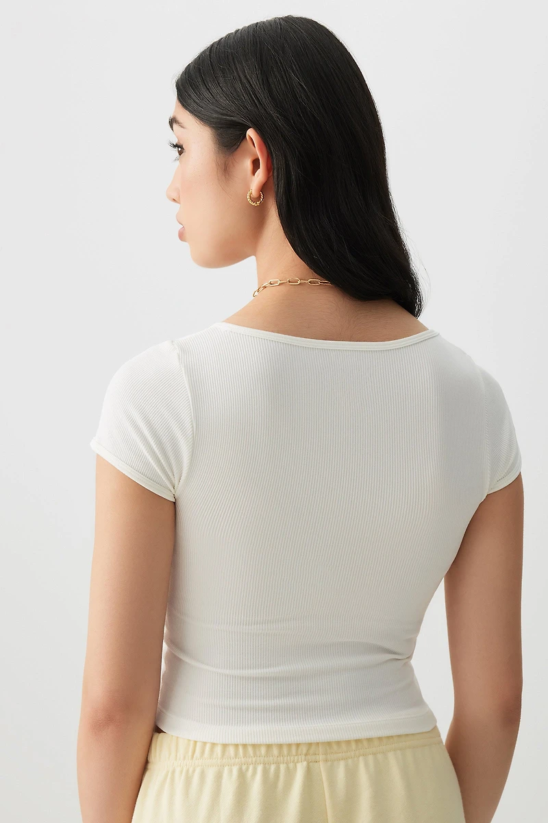 T-shirt froncé à l'avant sans coutures