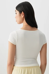 T-shirt froncé à l'avant sans coutures