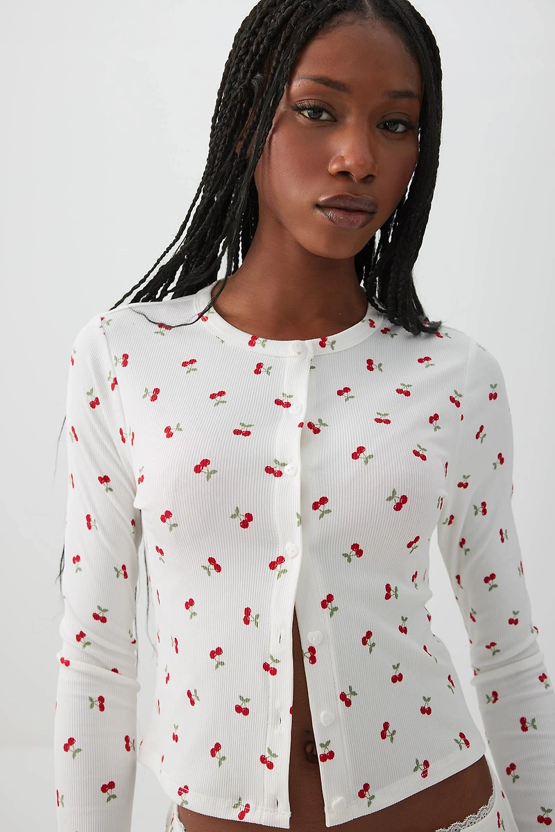 Cardigan détente côtelé en tissu HUSHKNIT