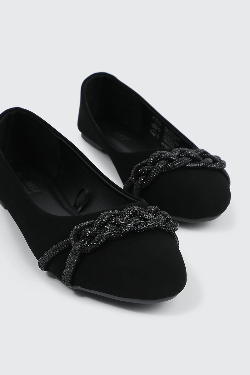 Ballerines en faux suède à détail tressé