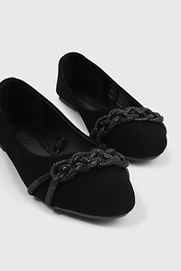 Ballerines en faux suède à détail tressé