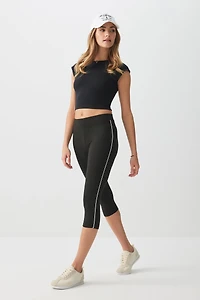 Ardene Contrast Stripe Capri Leggings in | Size | Polyester/Elastane | Eco-Conscious