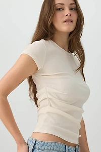 Haut court en maille côtelée