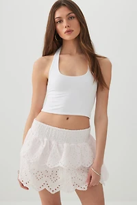Jupe-short jupon en coton ajouré