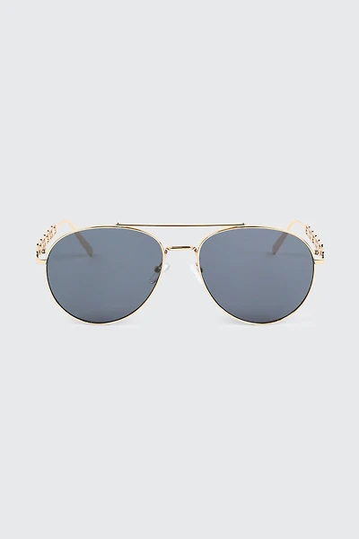 Ardene Chain-Link Aviator Sunglasses in Gold