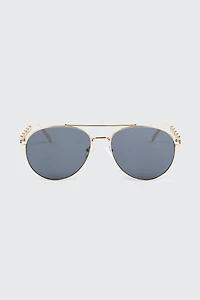 Ardene Chain-Link Aviator Sunglasses in Gold