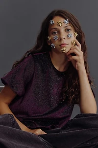 Ardene Kids Shiny Velvet Puff Sleeve Top in Dark Purple | Size | Polyester/Elastane