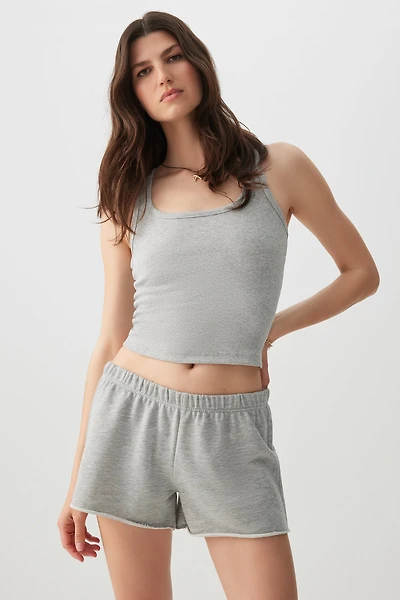 Ardene Basic Scoop Neck Tank Top in Grey | Size | Cotton/Elastane | Eco-Conscious