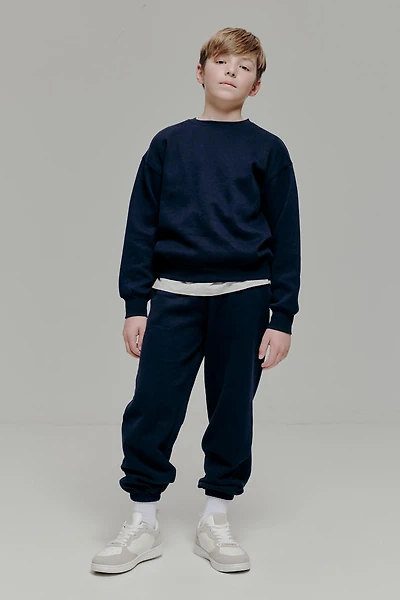 Ardene Kids Solid Sweatpants in Dark Blue | Size | Polyester/Cotton | Fleece-Lined